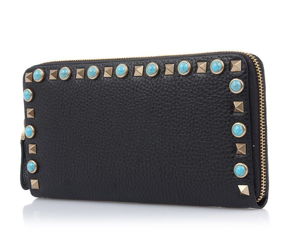 2017新作 ヴァレンティノスーパーコピー VALENTINO ZIP AROUND STUDS WALLET LW2P00 79 VQ1 0NO