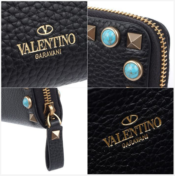 2017新作 ヴァレンティノスーパーコピー VALENTINO ZIP AROUND STUDS WALLET LW2P00 79 VQ1 0NO