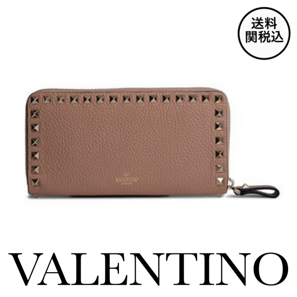 2017新作 ヴァレンティノスーパーコピー カーフレザー☆VALENTINO スタッズラウンドウォレット