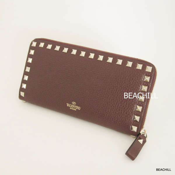 2017新作 VALENTINO☆ヴァレンティノスーパーコピー RockStudグレインカーフ長札“RUBINO”LW0P0079VSH