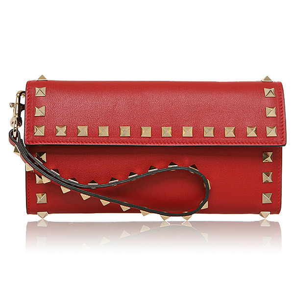 ヴァレンティノスーパーコピー VALENTINO 16AW ロックスタッド 長財布/クラッチバック_RED LW0P0225 0RO