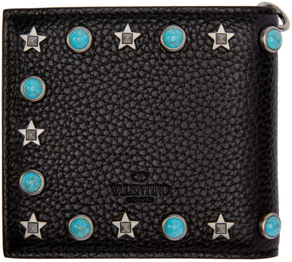 2017新作 ヴァレンティノスーパーコピー Stone & Rockstud Bifold Wallet ターコイズ&ロックスタッズ財布 162476M164003