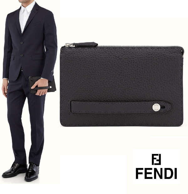 2016秋冬新作 FENDI フェンディクラッチスーパーコピー クラッチ Silberプレートと手縫いステッチが素敵 7VA350NDUF0QA1