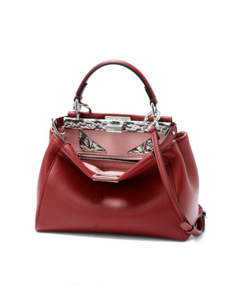 FENDIフェンディスーパーコピー ショルダー付 ハンドバッグ ミニ レッド PEEKABOO フリルピー8BN244 7RK F02T4 