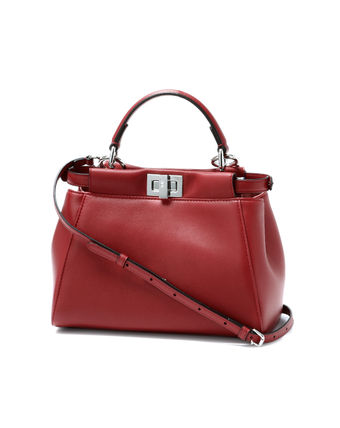 FENDIフェンディスーパーコピー ショルダー付 ハンドバッグ ミニ レッド PEEKABOO フリルピー8BN244 7RK F02T4 