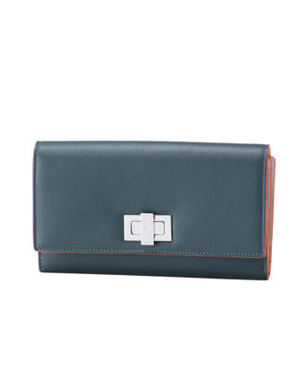 FENDI/フェンディスーパーコピー★ロック式×２つ折り財布 ★新作 ブルー/ブラウン