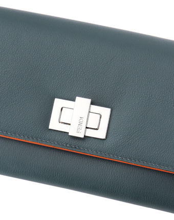 FENDI/フェンディスーパーコピー★ロック式×２つ折り財布 ★新作 ブルー/ブラウン