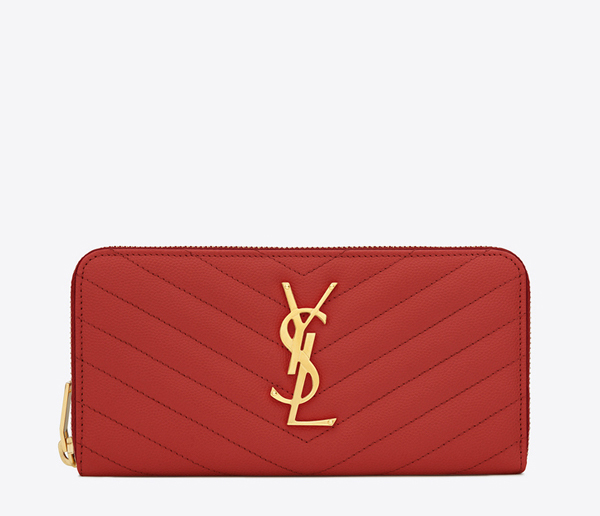 ☆SAINT LAURENTサンローランスーパーコピーモノグラムラウンドジップウォレット Red 372265BOW01 1000
