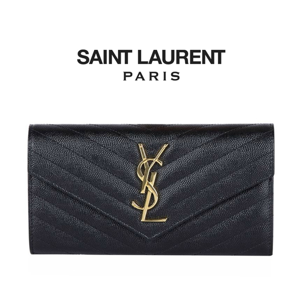 2016SS Saint Laurent サンローランスーパーコピー モノグラム コンチネンタル長財布☆BLACK 372267BOW011000