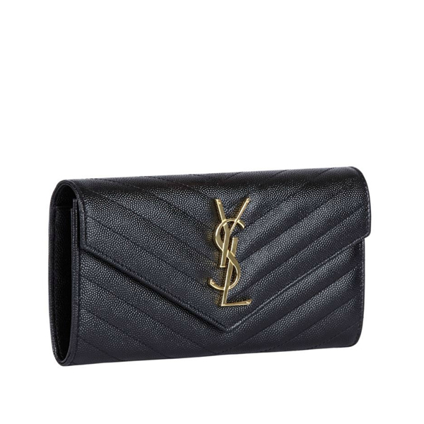 2016SS Saint Laurent サンローランスーパーコピー モノグラム コンチネンタル長財布☆BLACK 372267BOW011000