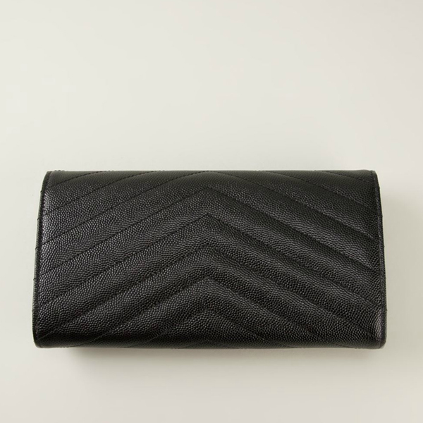 2016SS Saint Laurent サンローランスーパーコピー モノグラム コンチネンタル長財布☆BLACK 372267BOW011000