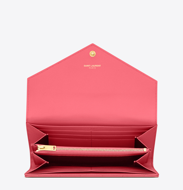 YSL*サンローランスーパーコピー☆ Saint Laurentモノグラム フラップ長財布 Pink 372264BOW01