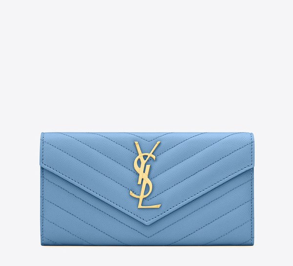 YSL*サンローランスーパーコピー☆ Saint Laurent モノグラム フラップ長財布 Blue 372264BOW02
