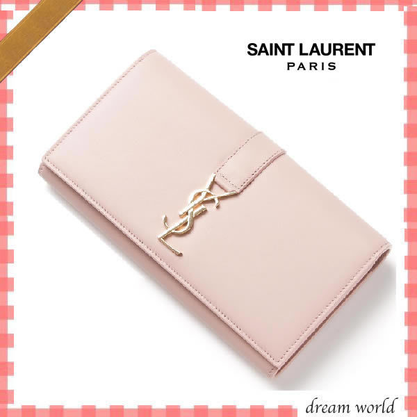 16春夏最新作★サンローランスーパーコピー注目★Saint Laurent★二つ折り長財布 ピンク系 