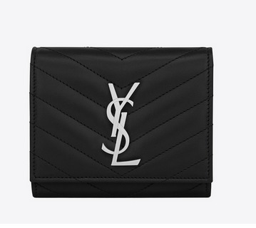 完売必須☆新作 Saint Laurent サンローランスーパーコピー モノグラム財布　黒Xシルバー