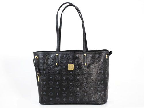 エムシーエム スーパーコピー【MCM】バッグ トートバッグ『2014年秋冬』MWP4AVI38/BK001 SHOPPER Pリバーシブルトートバッグ ポーチ付 ブラック レザー ユニセックス