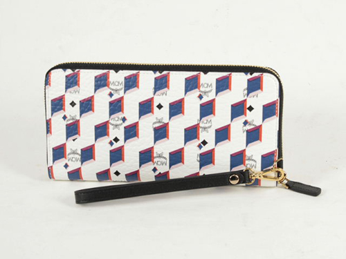 エムシーエム スーパーコピー【MCM】財布 長財布 MYL5SVC31 WT001　DIAMOND PRINTラウンド長財布 レディース ホワイト/ブルー