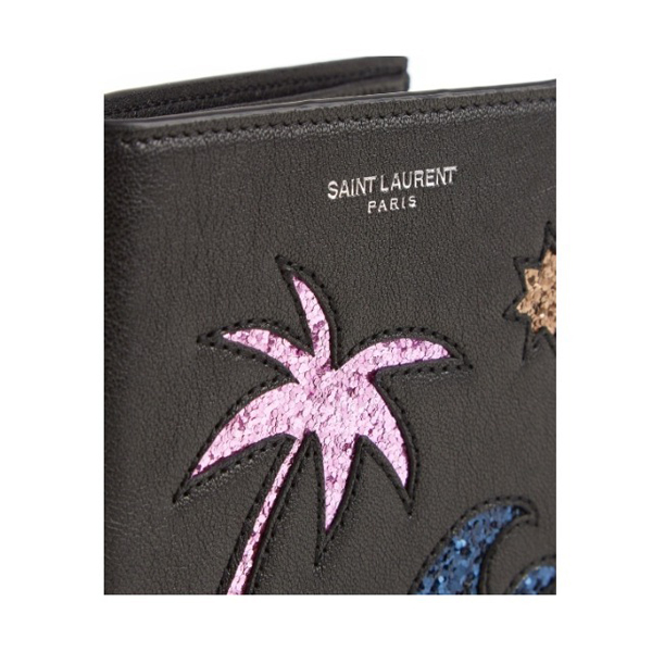 ★ プレゼントにも 17SS【Saint Laurent】サンローラン スーパーコピー スパンコール お財布 ★グリッターにトロピカル柄 二つ折りWallet