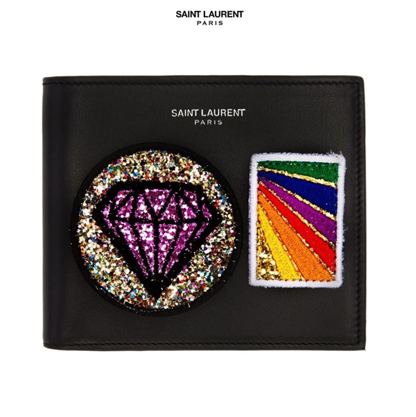 関送込【Saint Laurent】サンローラン スーパーコピー マルチパッチ レザー折財布