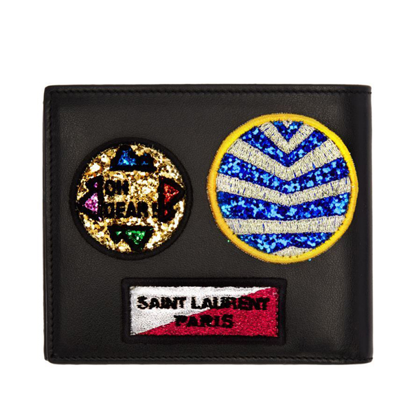 関送込【Saint Laurent】サンローラン スーパーコピー マルチパッチ レザー折財布