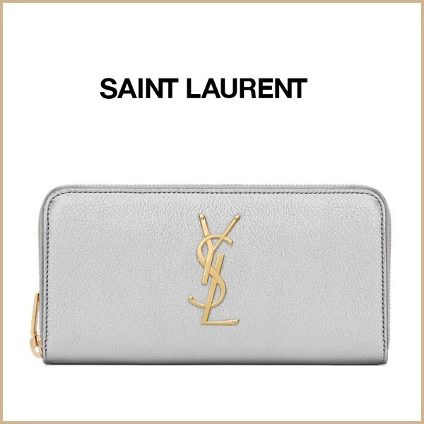 【SAINT LAURENT】サンローラン スーパーコピー MONOGRAM メタリックジップ 長財布 メンズ