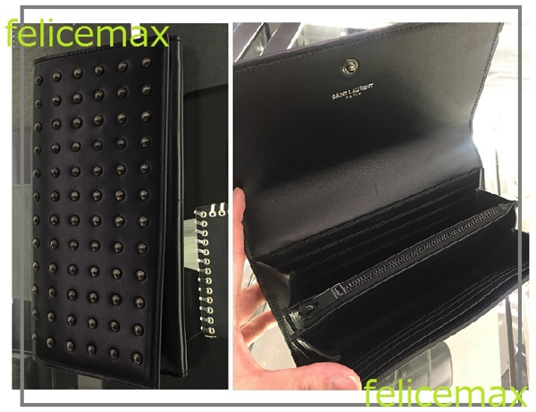 品薄サンローラン スーパーコピー スタッズ長財布　2色関税込