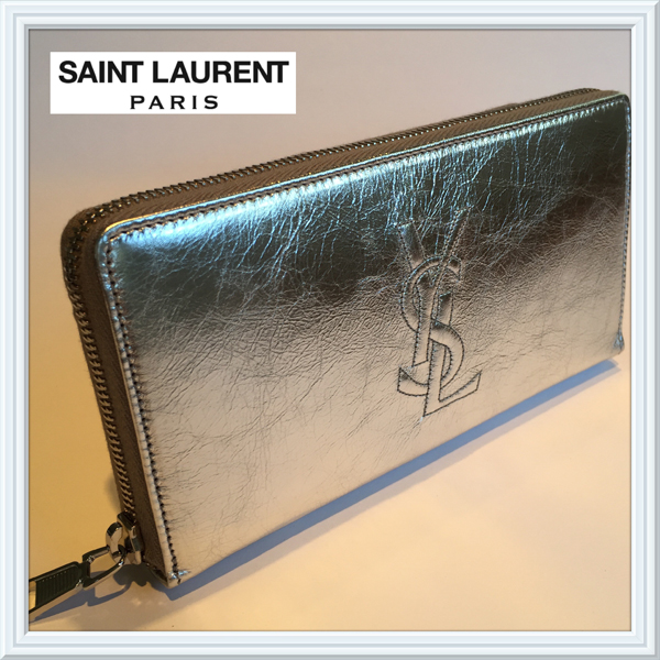 【買付済即発】SAINT LAURENTサンローラン スーパーコピー　フルジップウォレット　シルバー