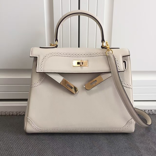エルメスケリー コピー 28cm 内縫い HERMES Apricotパラダイス ハンドバッグ ヴォースイフト レザー Q刻印 