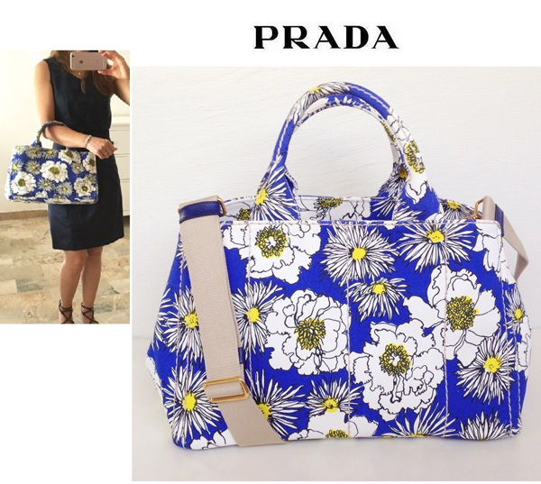 国内即納☆可愛い花柄♪《PRADA》プラダスーパーコピー  CANAPA 2WAY トートバッグ (M)
