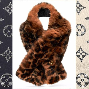 VUITTON ルイヴィトン マフラー スーパーコピー FOXファーシルクレオパードマフラー ブラウン M75842