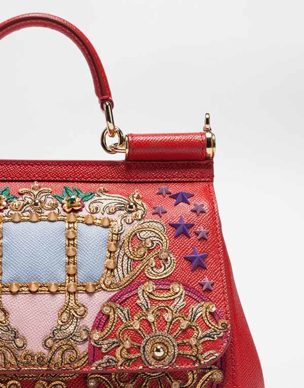2017新作人気 SICILY DOLCE & GABBANA  (D&G)ドルチェ&ガッバーナ スーパーコピー バッグ DAUPHINEプリントレザーデコレーション ミディアム BB6002AE66180303