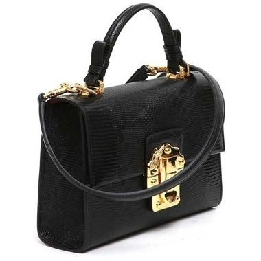 2017新作人気 LUCIA Dolce&Gabbana(D&G)ドルチェ&ガッバーナ スーパーコピー イグアナプリント 2way レザーハンドバッグ Black