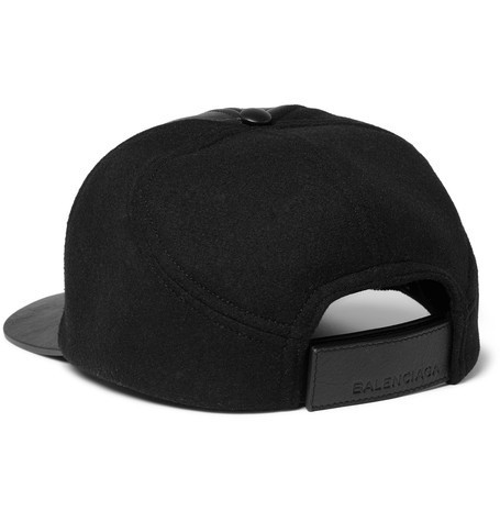 関税送料込★BALENCIAGA★バレンシアガ スーパーコピー フェルト＆レザーキャップ　黒