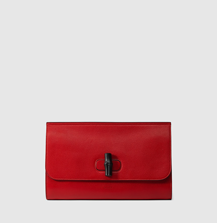 2016新作★【GUCCI】グッチコピー bamboo daily leather clutch red 387220 A7M0N 6523