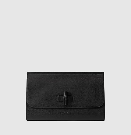 2016新作★【GUCCI】グッチコピー bamboo daily leather clutch black 387220 A7M0N 1000