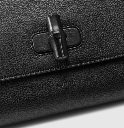 2016新作★【GUCCI】グッチコピー bamboo daily leather clutch black 387220 A7M0N 1000