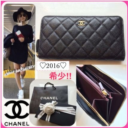 【CHANEL】シャネルスーパーコピーキャビアスキン♡ ラウンドジップ 長財布 黒 A50097
