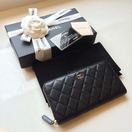 【CHANEL】シャネルスーパーコピーキャビアスキン♡ ラウンドジップ 長財布 黒 A50097