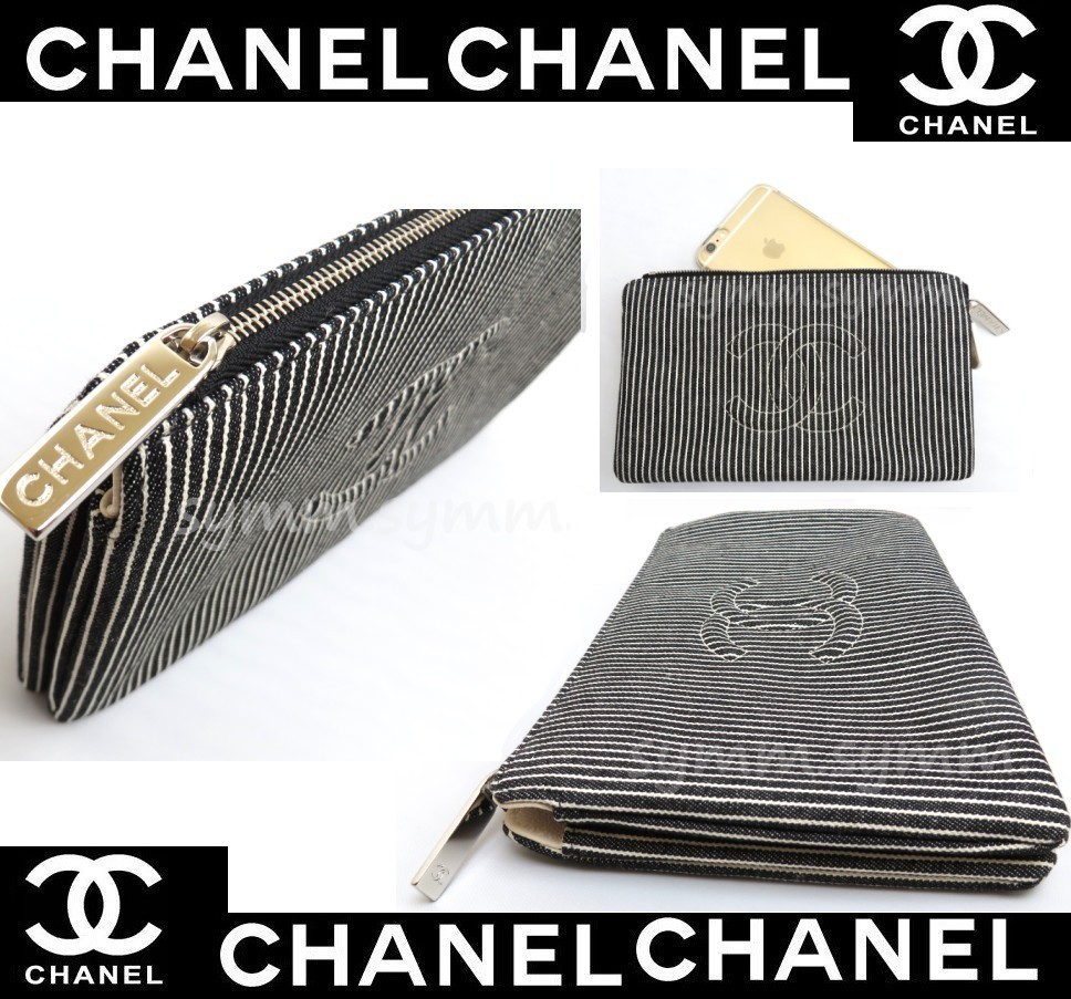 2015SS★Chanel★シャネルバッグスーパーコピーストライプ★デニムクラッチS★zip C48699