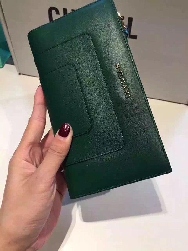 2015新作Bvlgari(ブルガリスーパーコピー)カーフスキン 長財布 Green B01369