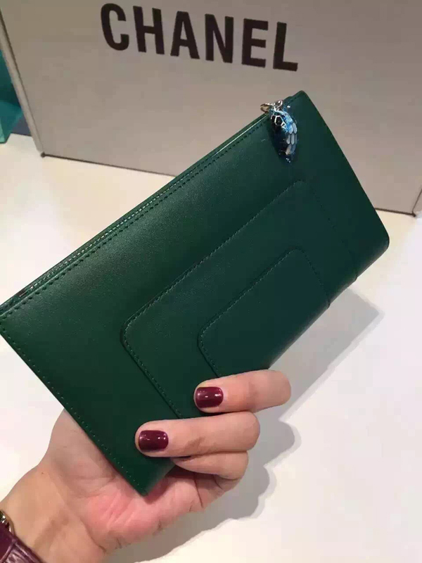 2015新作Bvlgari(ブルガリスーパーコピー)カーフスキン 長財布 Green B01369