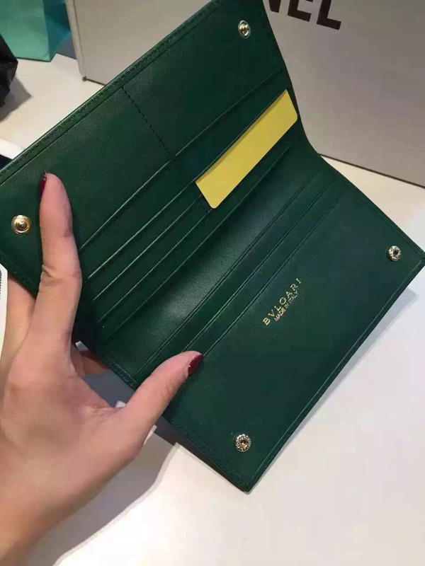2015新作Bvlgari(ブルガリスーパーコピー)カーフスキン 長財布 Green B01369
