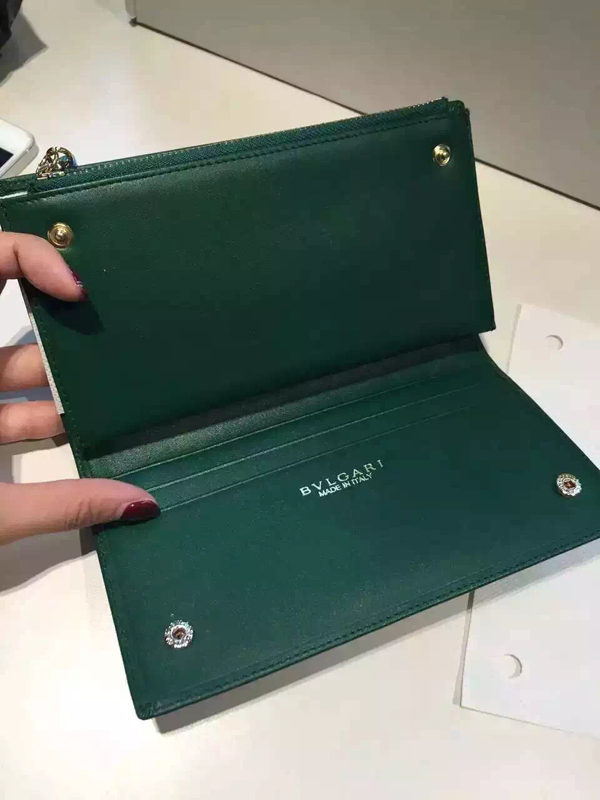 2015新作Bvlgari(ブルガリスーパーコピー)カーフスキン 長財布 Green B01369