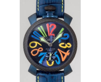 ガガ･ミラノ マニュアル 48mm 手巻き 5016.4 ブルー皮