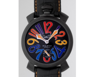 ガガ･ミラノ マニュアル 48mm 手巻き 5012.3 ブラック皮（オレンジステッチ）