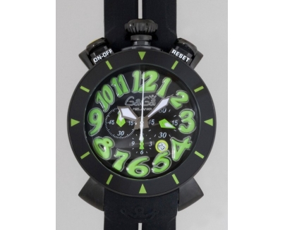 ガガ･ミラノ クロノ 48mm クォーツ 6054.2 ブラックラバー