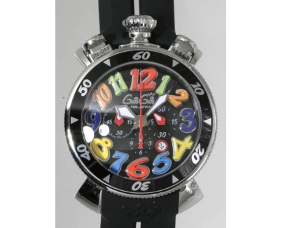 ガガ･ミラノ クロノ 48mm クォーツ 6050.2 ブラックラバー