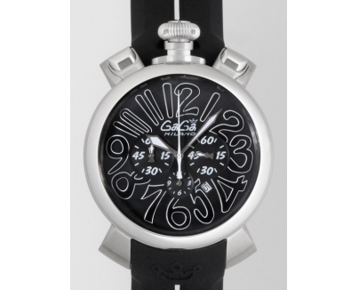 ガガ･ミラノ マニュアルクロノ 48mm クォーツ 5050.9 ブラックラバー