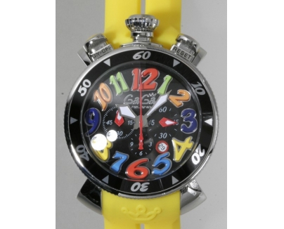 ガガ･ミラノ クロノ 48mm クォーツ 6050.7 ブラックラバー