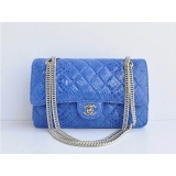 シャネル ブルー 蛇レザー シルバー金具 2.55シリーズ 1112